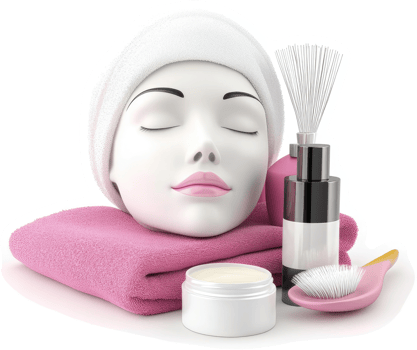 Spa treatments and skincare products displayed for relaxation. png