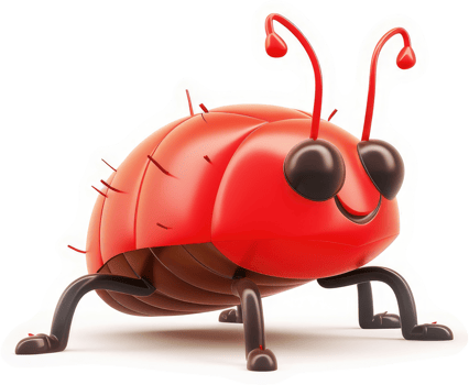 Cute cartoon ladybug character with cheerful expression. png