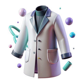 magnificent classic Lab Coat White Buttoned Front View Isolated detailed png
