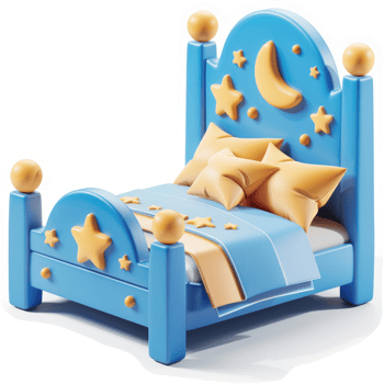 Child's bedroom bed with celestial night theme. png
