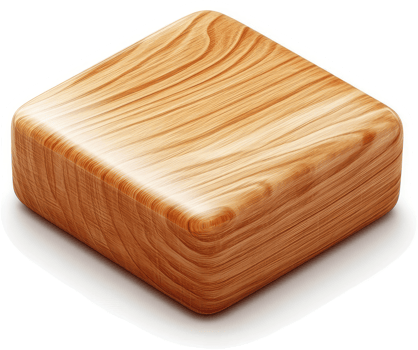 Square wooden block with a light-brown wood grain texture. png