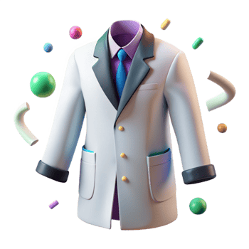 stunning modern Lab Coat White Buttoned Front View Isolated detailed png