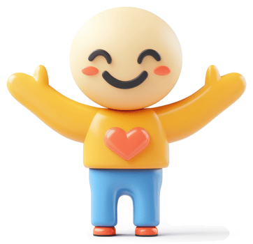 Cheerful cartoon figure with outstretched arms. png