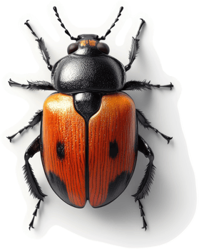 Detailed view of a colorful beetle. png