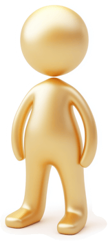 Gold stylized figure standing upright. png