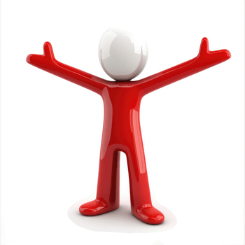 Exuberant red figure with outstretched arms. png