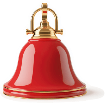 a Polished red bell with golden accents. png