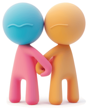 Two stylized figures holding hands, expressing empathy. png