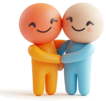 Two cartoon characters embracing, displaying affection. png