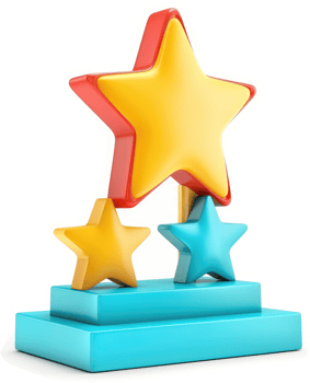 Colorful tiered star award graphic design. png