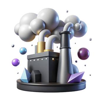 vibrant rustic Factory Silhouette with Billowing Smoke Isolated Element professional png