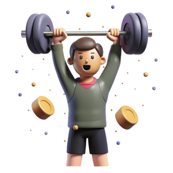 dramatic creative Person Lifting Weights Overhead Isolated genuine png