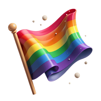 dramatic minimalist Rainbow Flag Waving Gently Isolated Transparent Background high resolution png