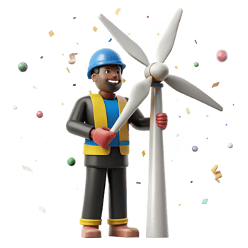 stunning abstract Wind Turbine Maintenance Worker Isolated Element original png