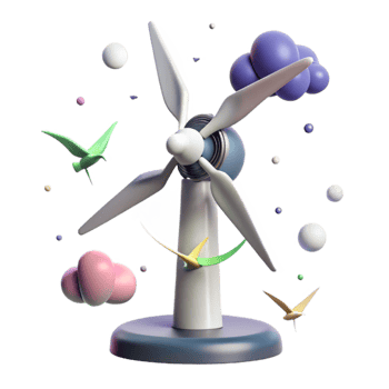elegant modern Wind Turbine with Birds Flying by Cutout professional png