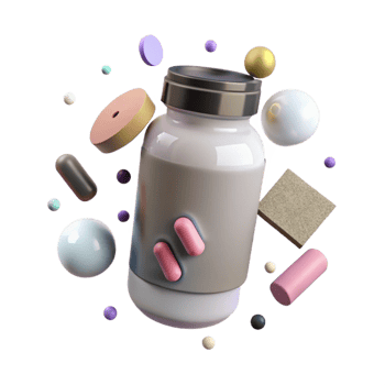 extraordinary artistic Pill Bottle with White Label Transparent Background authentic png