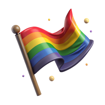 serene minimalist Rainbow Flag Waving Gently Isolated Transparent Background png
