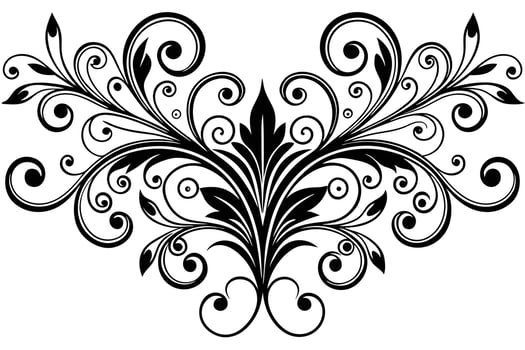 Elegant black floral ornament isolated on white background vector