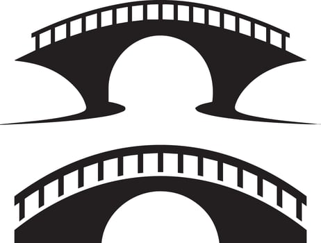 Simple Black and White Bridge Silhouette Design vector