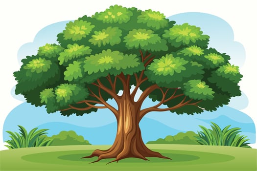 Cartoon Tree in a Peaceful Landscape vector