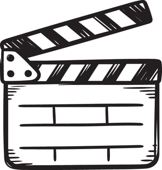 Doodle Movie Clapper Board Icon vector