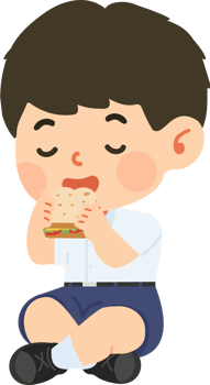 A boy eating a sandwich png