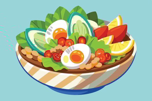 Colorful Healthy Salad with Eggs and Berries vector