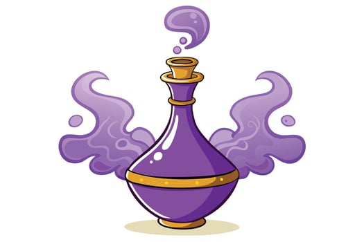 Enchanting Purple Potion Bottle with Mystical Smoke vector