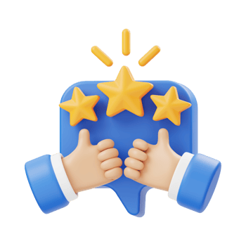 Hands giving thumbs up to five stars png