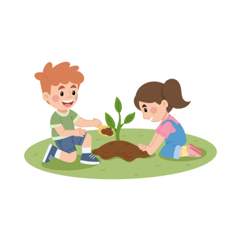 Children planting a tree png