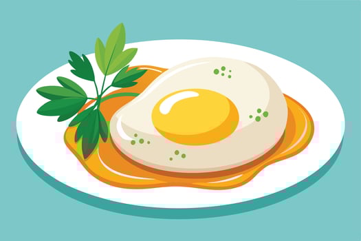 Delicious Fried Egg with Parsley on a Plate vector