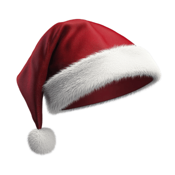 A red Santa hat with white fur trim and fluffy pom pom evokes festive holiday cheer. classic design is perfect for Christmas celebrations and winter festivities png