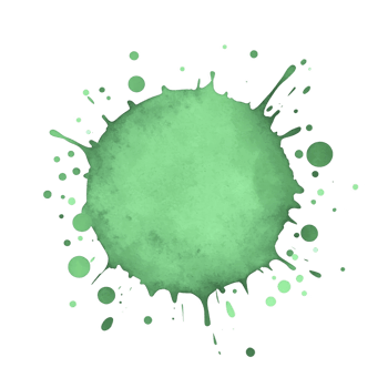 A vibrant green watercolor splash with scattered droplets creates artistic and dynamic effect, perfect for creative backgrounds or design elements png