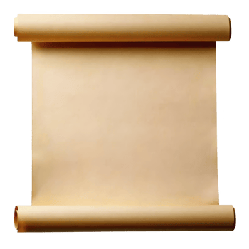 A blank parchment scroll with rolled edges, perfect for historical or vintage themed projects. aged paper texture adds authentic touch, ideal for calligraphy or artistic designs png