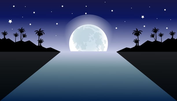 A Beautiful blue night sky with moon and stars fullmoon and stars. vector