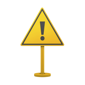 A yellow triangular warning sign with exclamation mark stands prominently, conveying caution or alert. sign is mounted on sturdy base, ensuring visibility and stability png