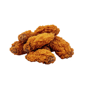A Crispy fried chicken wings stacked together, showcasing golden brown texture and appetizing appearance. Perfect for delicious snack or meal png