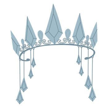a magical women's crown with ice floes in the form of crystals. Flat colored. Suitable for fantasy projects featuring queens, winter magic, and magical worlds. Used to decorate books vector