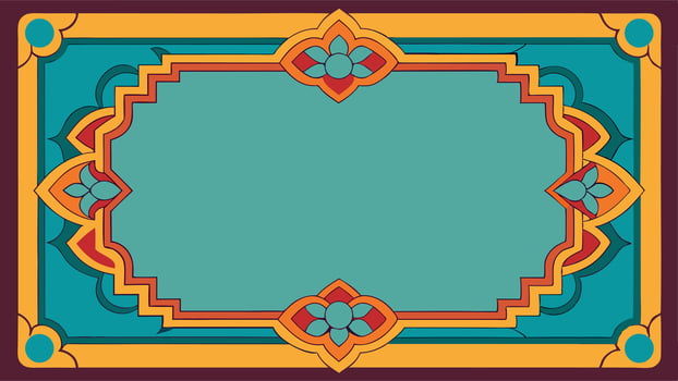 An ornate frame with a colorful border vector
