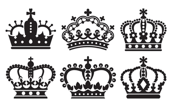 Elegant Crown Silhouettes Collection for Royal Design Projects vector