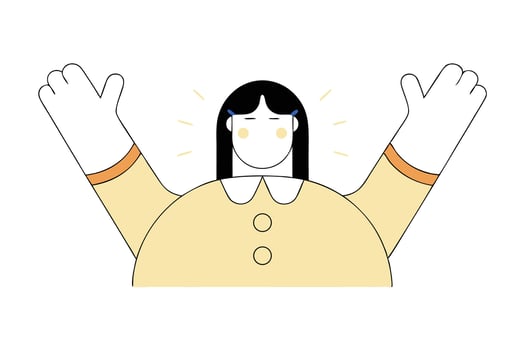 Flat of An Asian Woman with Raised Arms vector