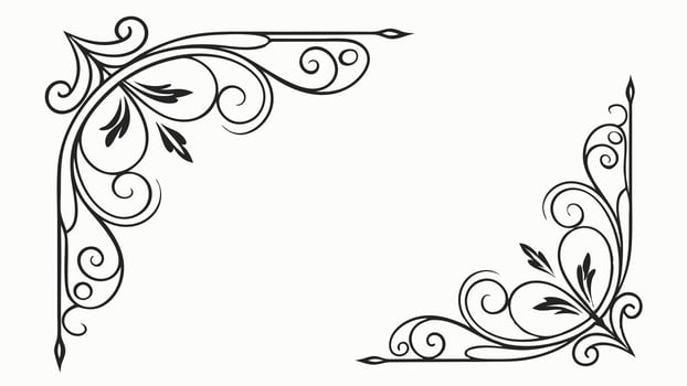 A black and white drawing of a corner frame vector