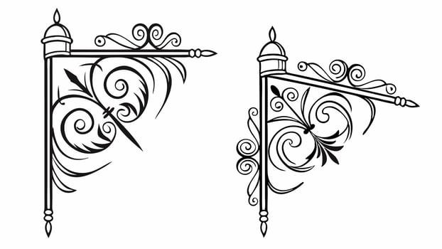 Two black and white decorative signs with ornamental designs vector