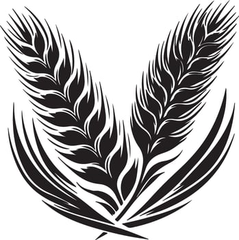 Two stylized black wheat stalks with sharp details on a white background illustration art vector