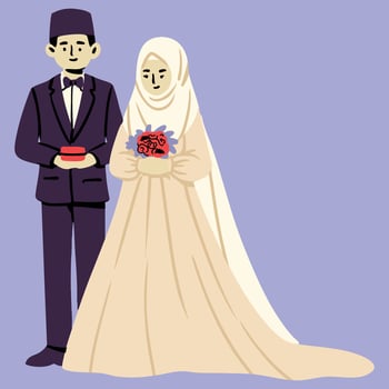 Muslim Wedding Couple Illustration vector