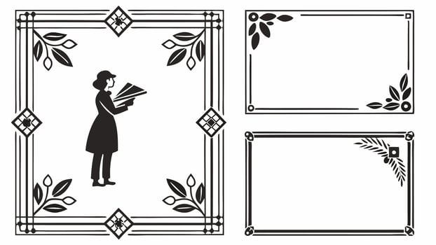 A woman reading a book in a frame vector