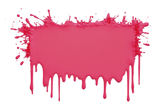 A vibrant pink paint splash forms rectangular frame with dripping edges, creating dynamic and artistic effect. bold color and fluid design evoke creativity and energy png