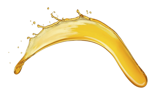 A dynamic splash of golden liquid arcs gracefully against transparency background, capturing motion and fluidity. vibrant color and smooth texture evoke sense of freshness and energy png