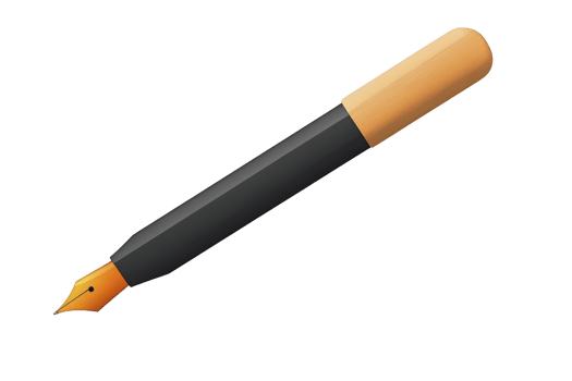 A sleek black and gold fountain pen with wooden grip, perfect for elegant writing and calligraphy. pen design combines modern aesthetics with classic functionality png