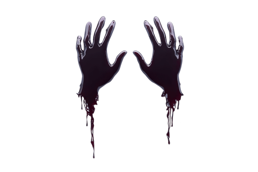 A Dark, eerie illustration of two shadowy hands with dripping edges, evoking sense of mystery and horror. hands appear to be reaching out, creating haunting atmosphere png